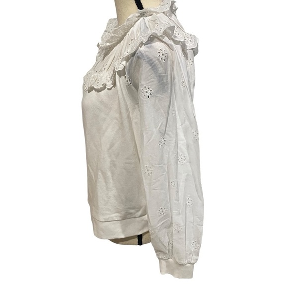 Anthropologie Othilia Blouse Sz Medium White Eyelet Lace Cottage Boho - Picture 4 of 10